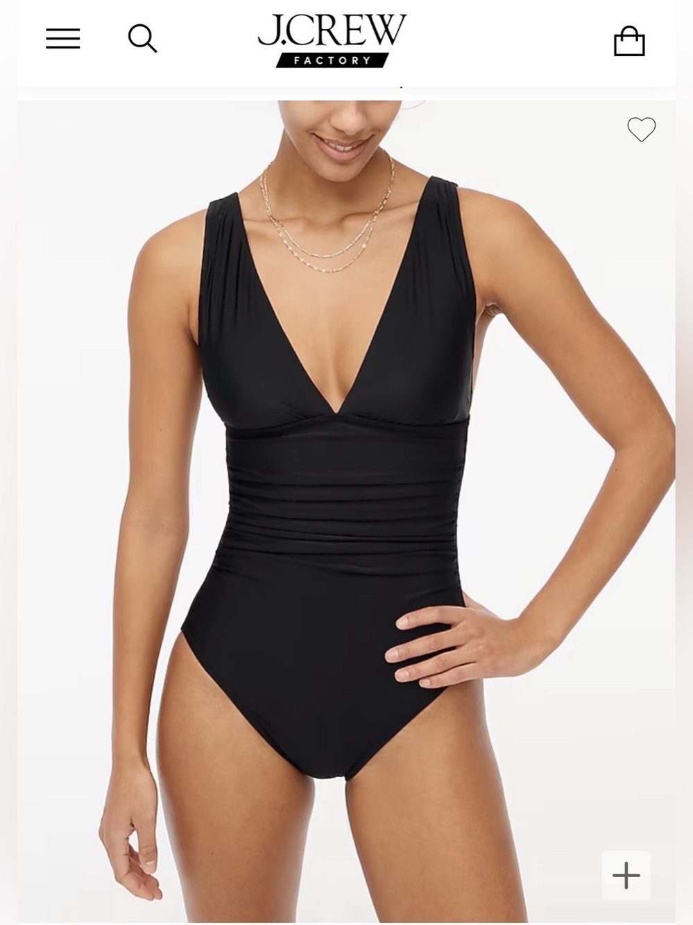 Popular J. Crew Factory Low Cut Black One-Piece Swimsuit (L)